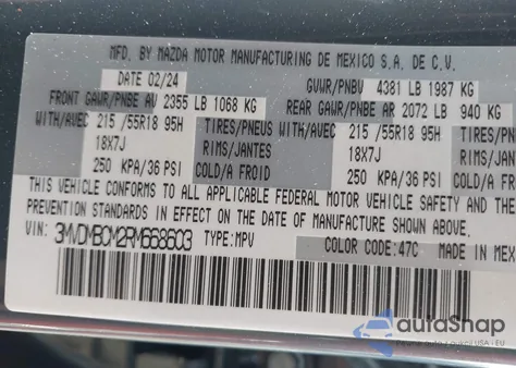 2024 Mazda Cx-30 2.5 S Carbon Edition from USA, damaged, VIN 3MVDMBCM2RM668603